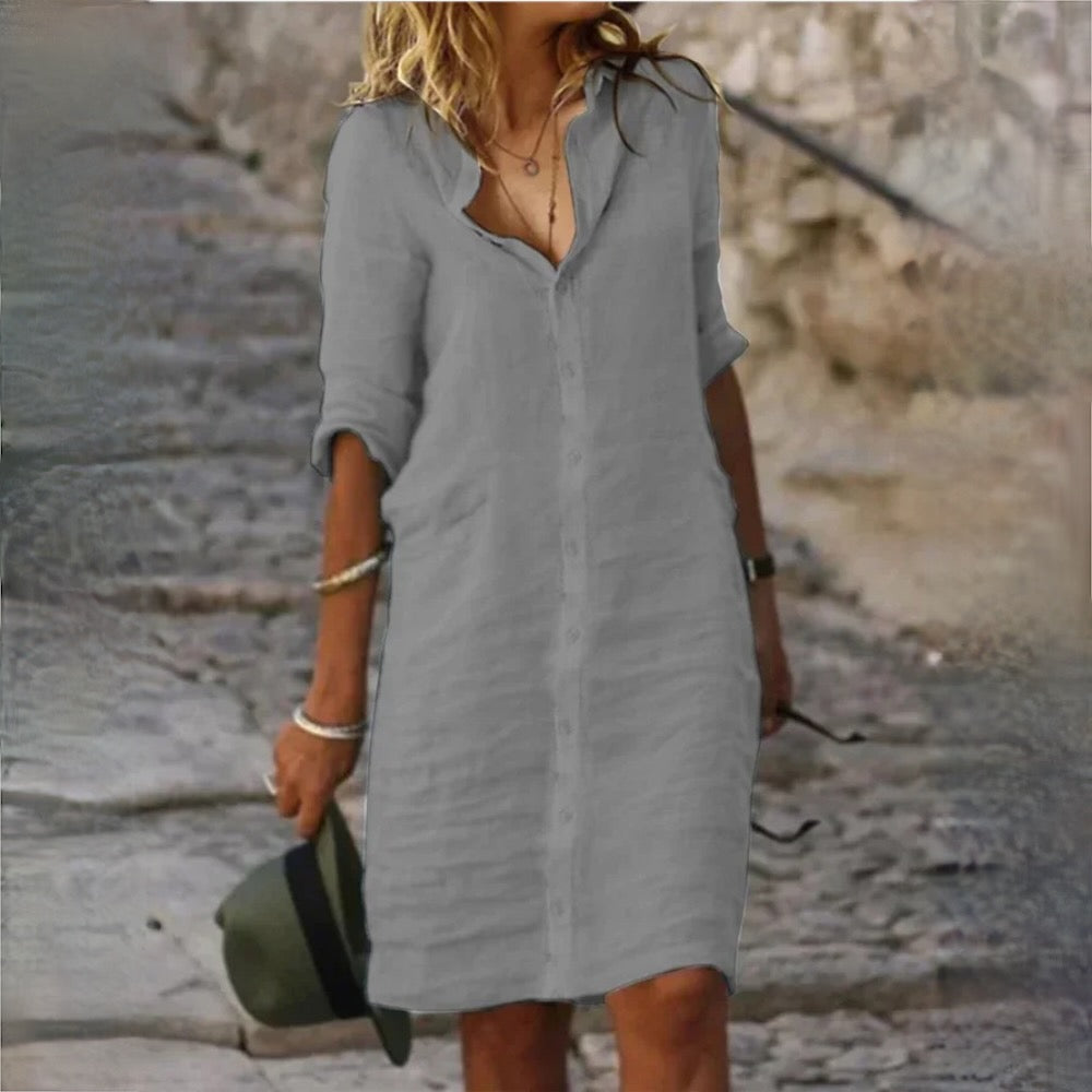Women’s Cotton Linen Midi Dress