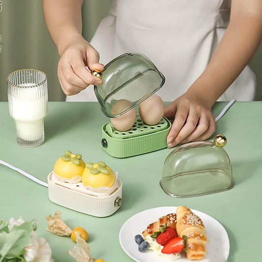 Mini Electric Egg Cooker 120W – 2-Egg Capacity Automatic Boiler & Steamer
