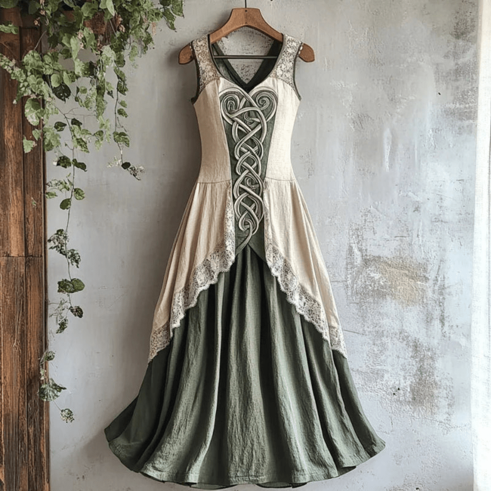 Women's Celtic Print Sleeveless Midi Dress