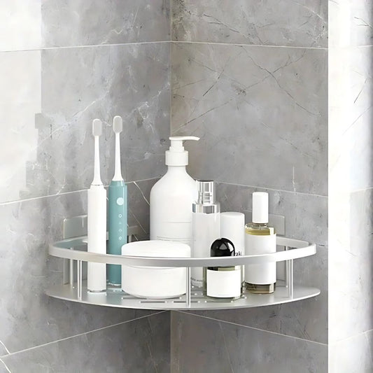 Rustproof Aluminum Bathroom Organizer – Wall Mounted 1 & 2-Tier Shower Caddy Shelf