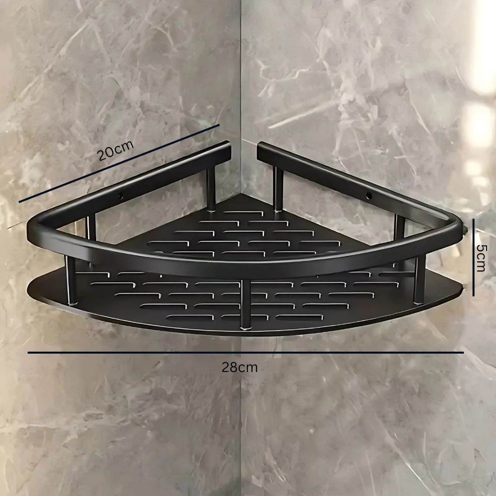 Rustproof Aluminum Bathroom Organizer – Wall Mounted 1 & 2-Tier Shower Caddy Shelf