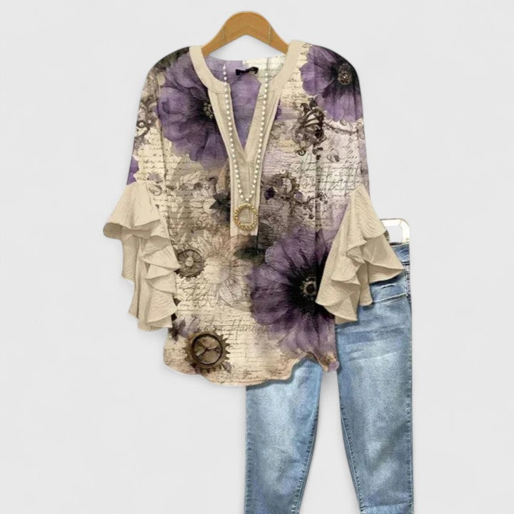 Women's Ruffle Sleeve Floral Blouse