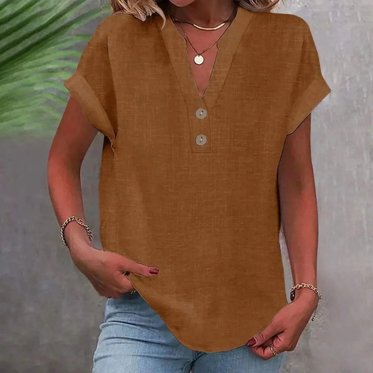 Women's Relaxed V-Neck Casual Top