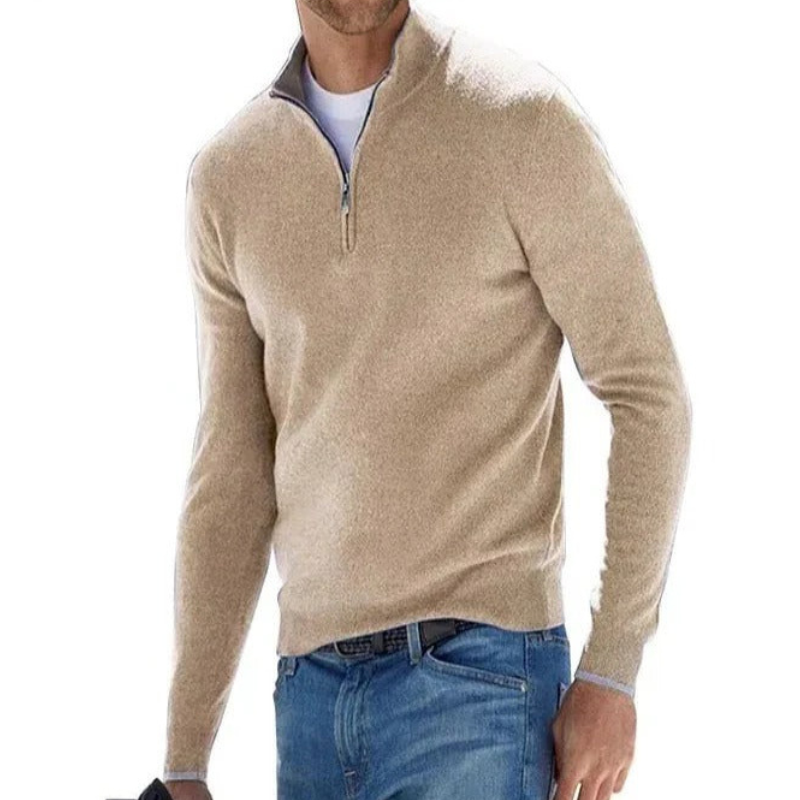 Men's Zip-Neck Casual Jumper