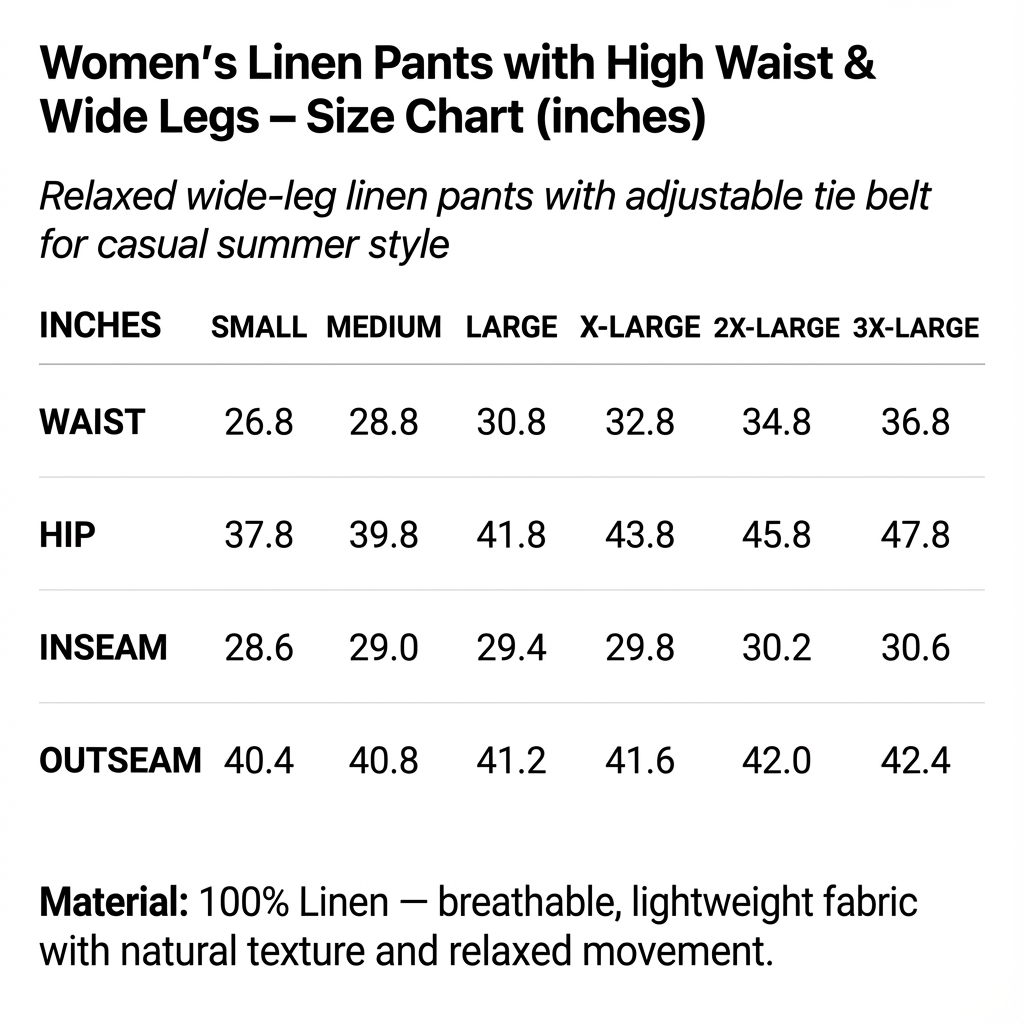 Amara Women’s Linen Trousers – High Waisted Wide Leg Summer Pants