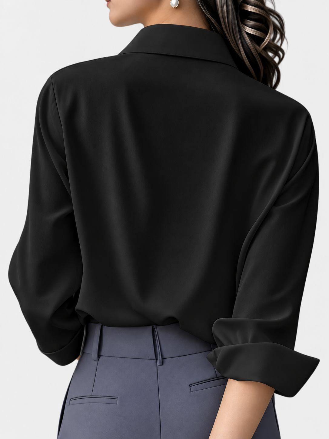 Women's Long Sleeve Button-Front Blouse