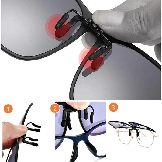 Polarised Clip-On Flip-Up Sunglasses – For Glasses
