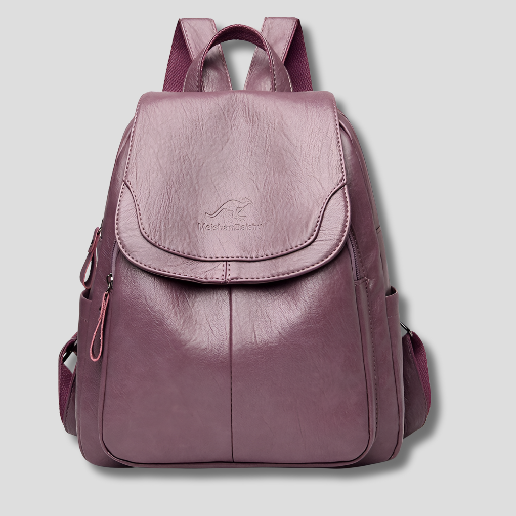 Women’s Anti-Theft Leather Backpack – Embossed Elegant Travel Shoulder Bag