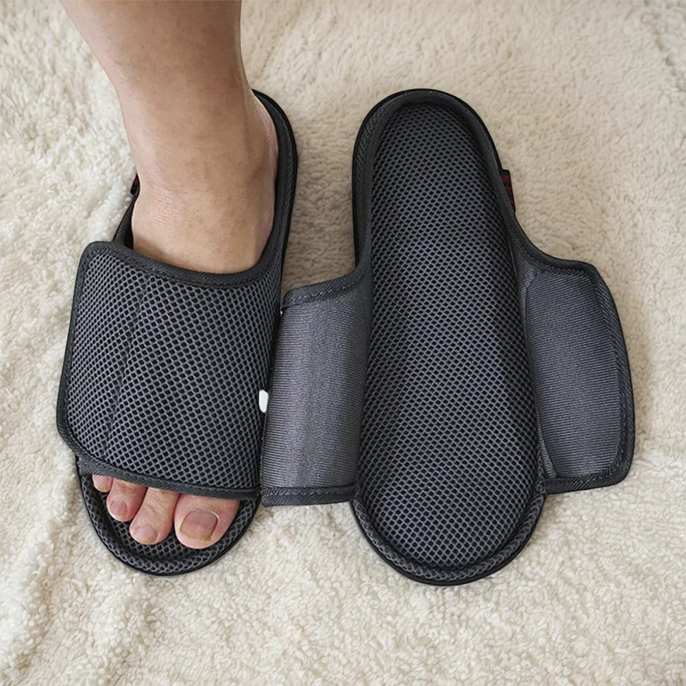 Wide-Fit Fully Opening Comfort Slippers – Adjustable