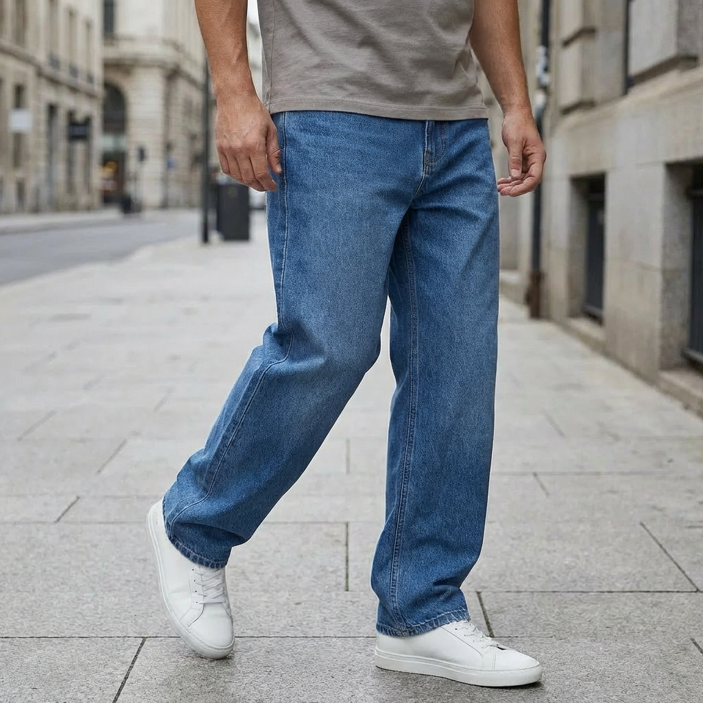 Men's Straight Leg Denim Jeans – Classic Regular Fit Cotton Denim