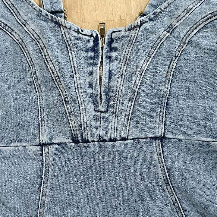 Women's Denim Front-Slit Midi Dress