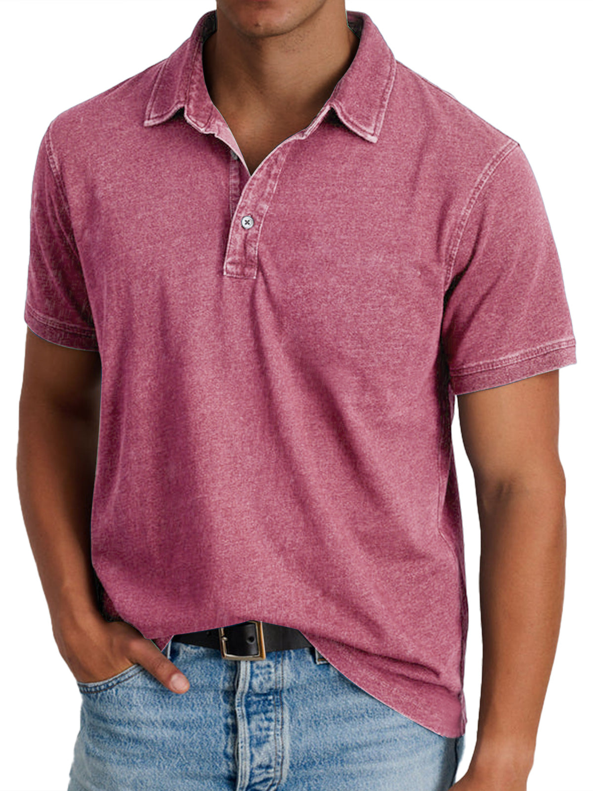 Men’s Vintage-Style Short Sleeve Polo Shirt