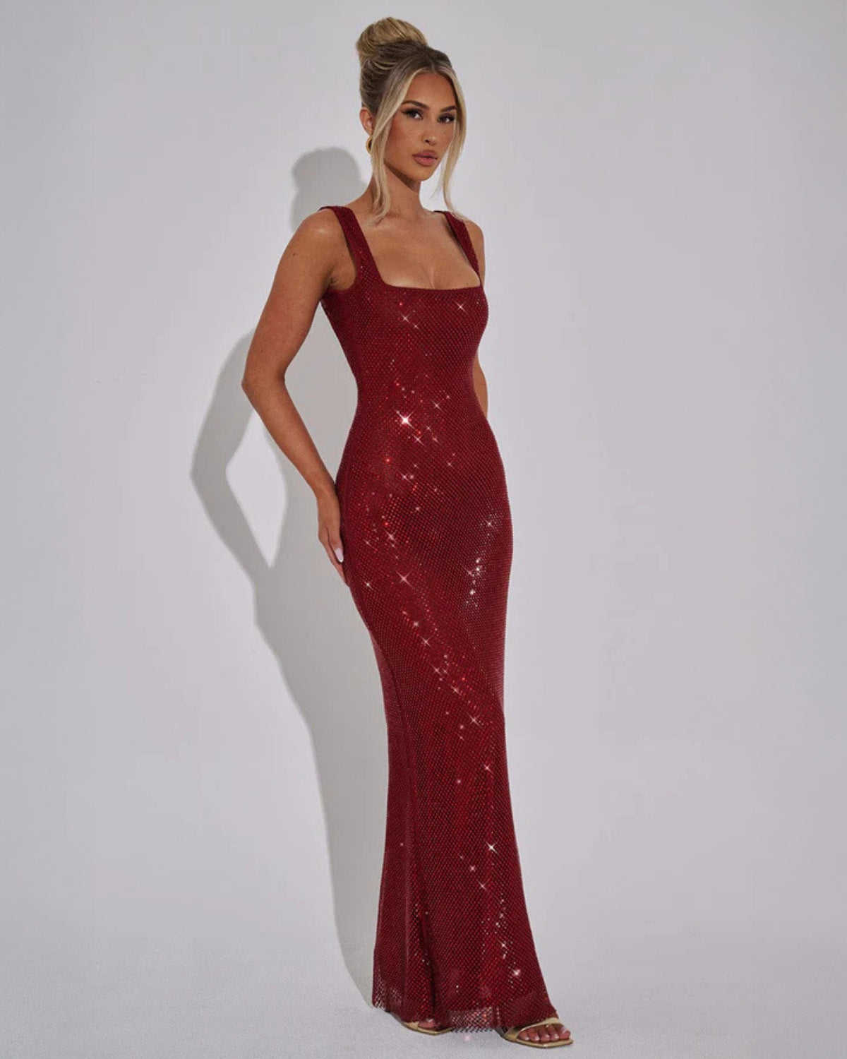 Women's Square-Neck Floor-Length Evening Gown