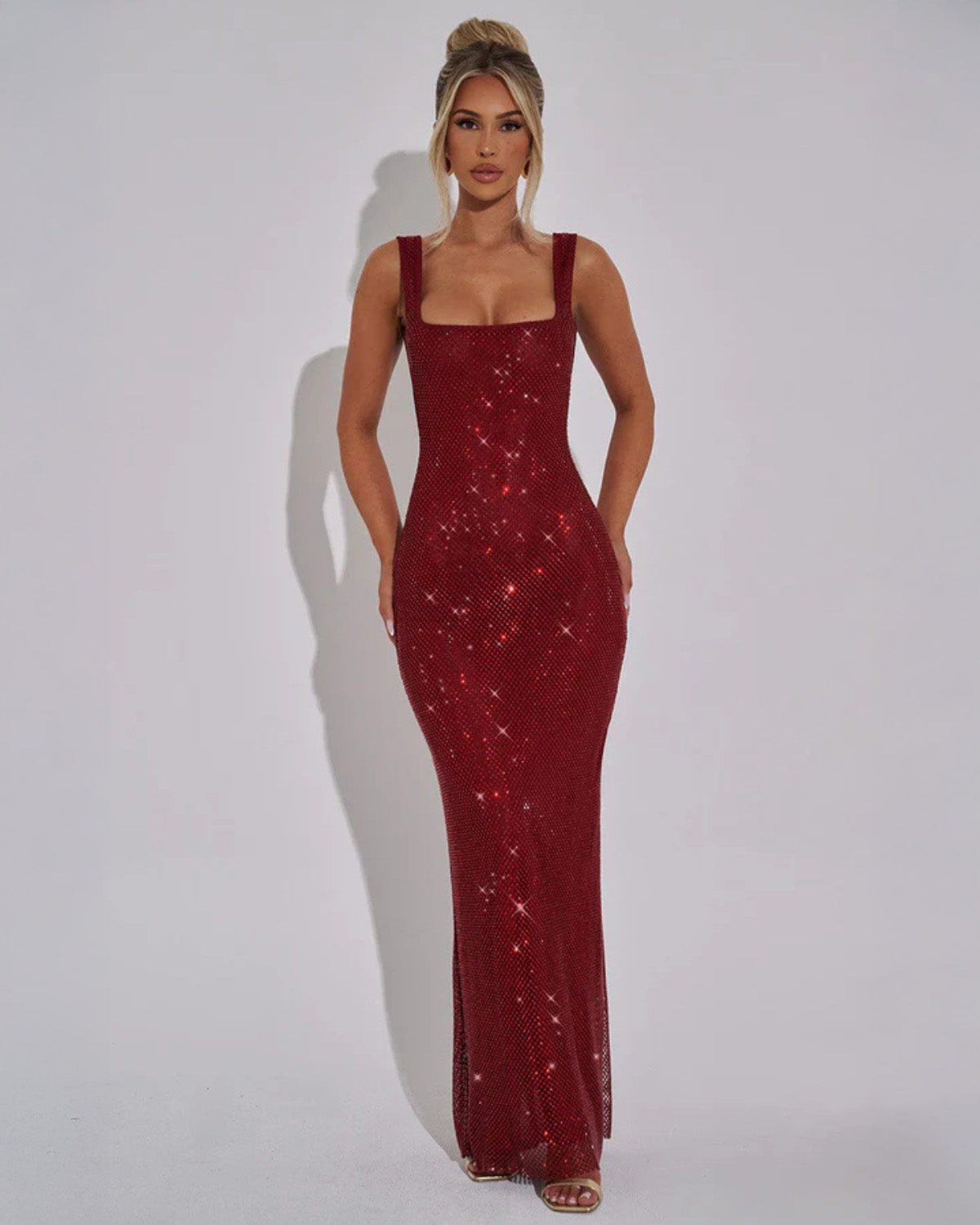 Women's Square-Neck Floor-Length Evening Gown