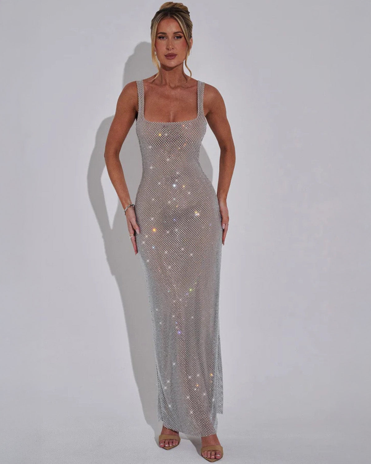 Women's Square-Neck Floor-Length Evening Gown