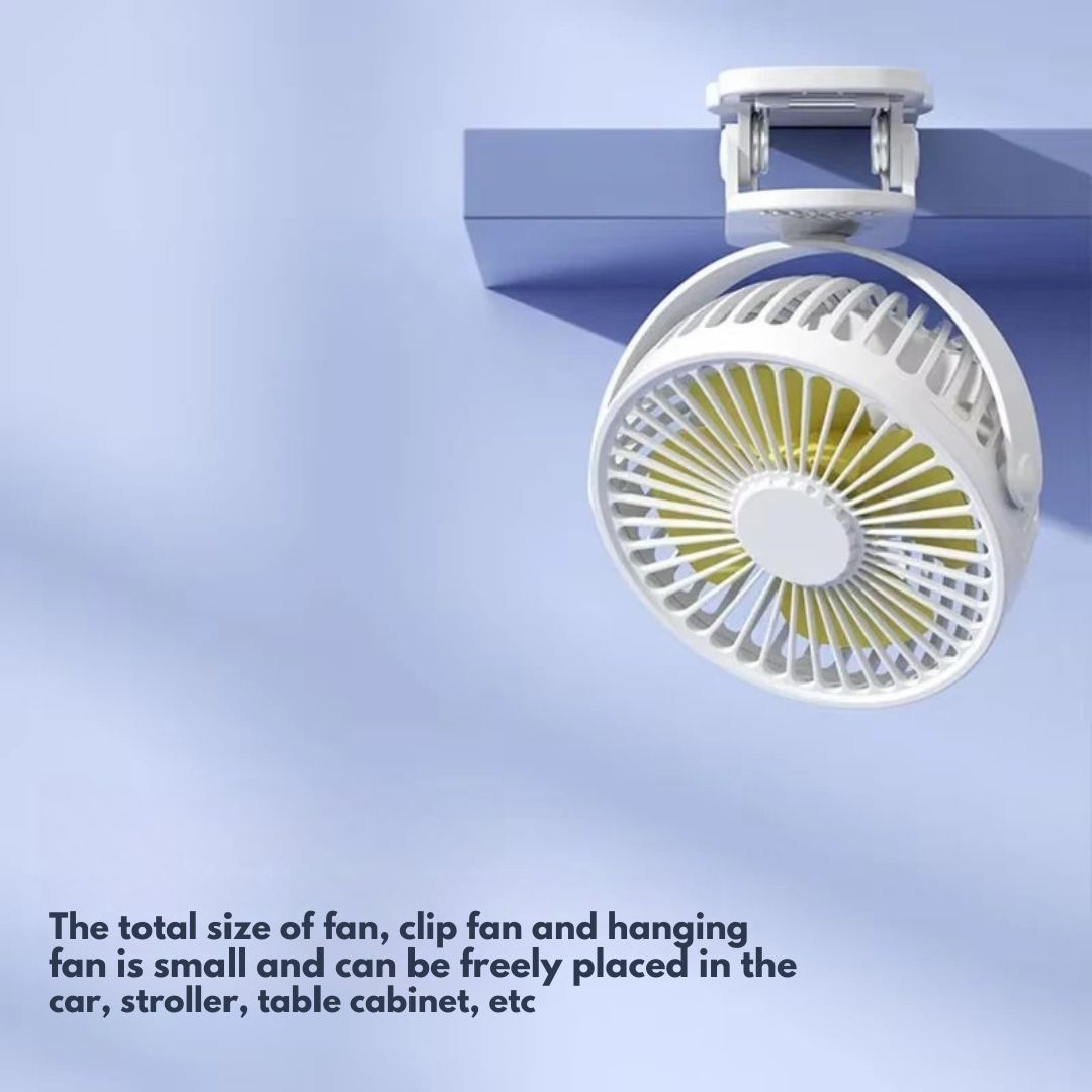 Rechargeable Clip-On Desk Fan with 3 Speeds