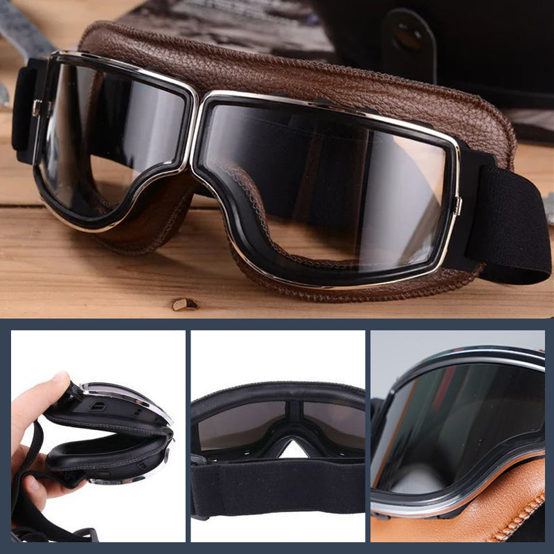Vintage Motorcycle Goggles for Open Face Helmets