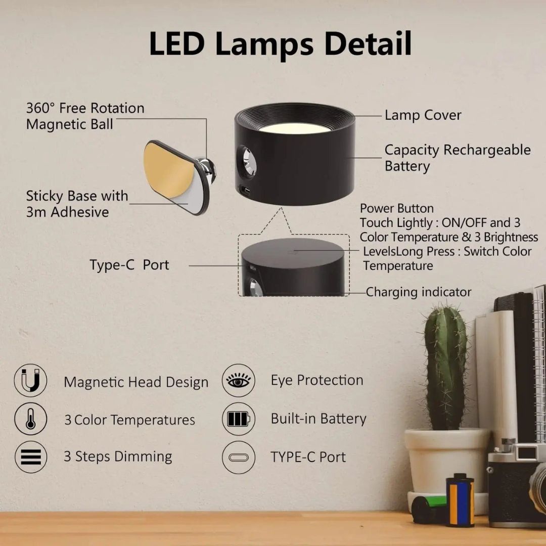 Rechargeable Wall Light with Touch or Remote Control