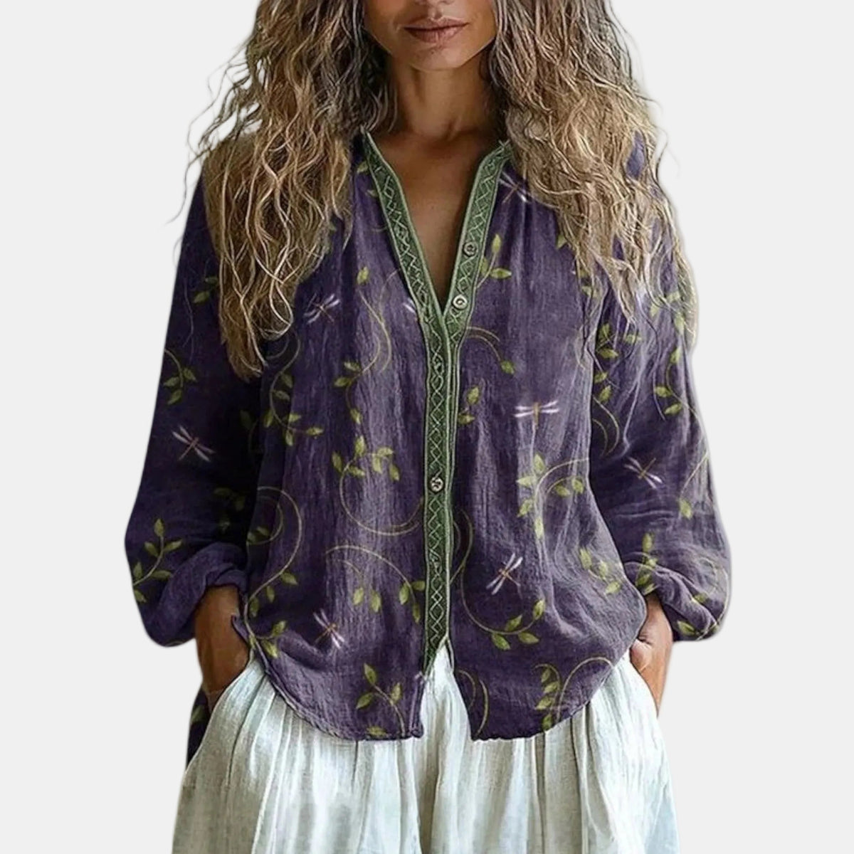 Women's Long-Sleeve Floral Blouse