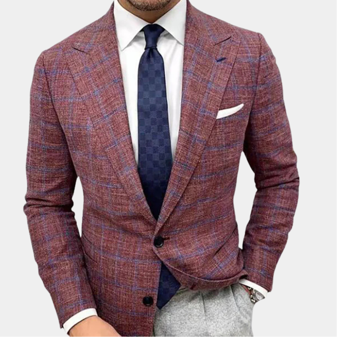 Men’s Tailored Plaid Blazer