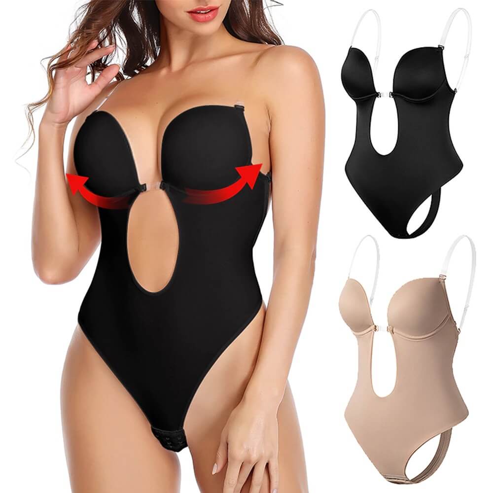 Lizy Deep V Backless Bodysuit