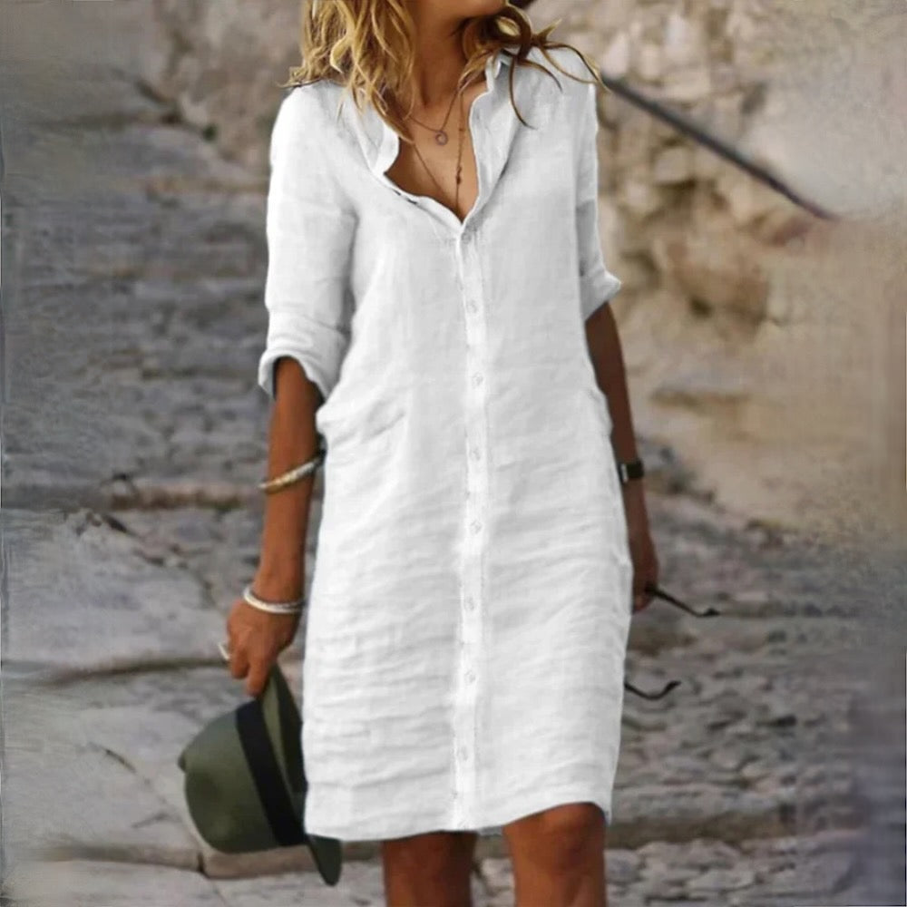 Women’s Cotton Linen Midi Dress