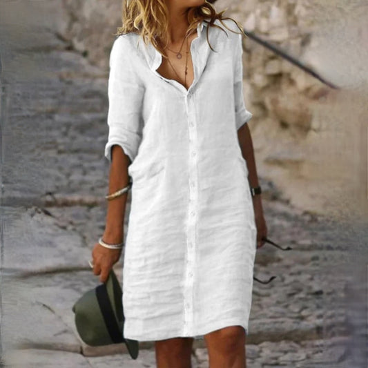 Women’s Cotton Linen Midi Dress
