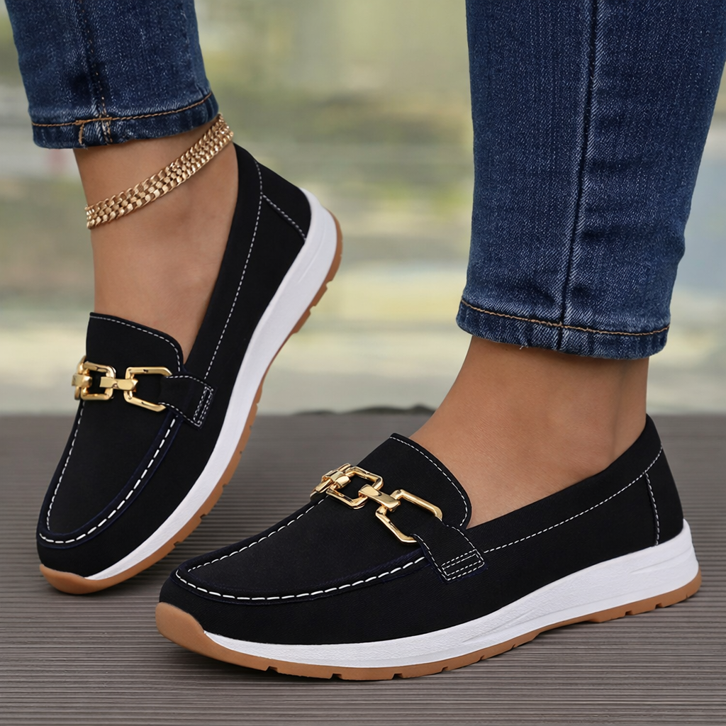 Women's Orthopedic Suede Chain-Detail Loafers