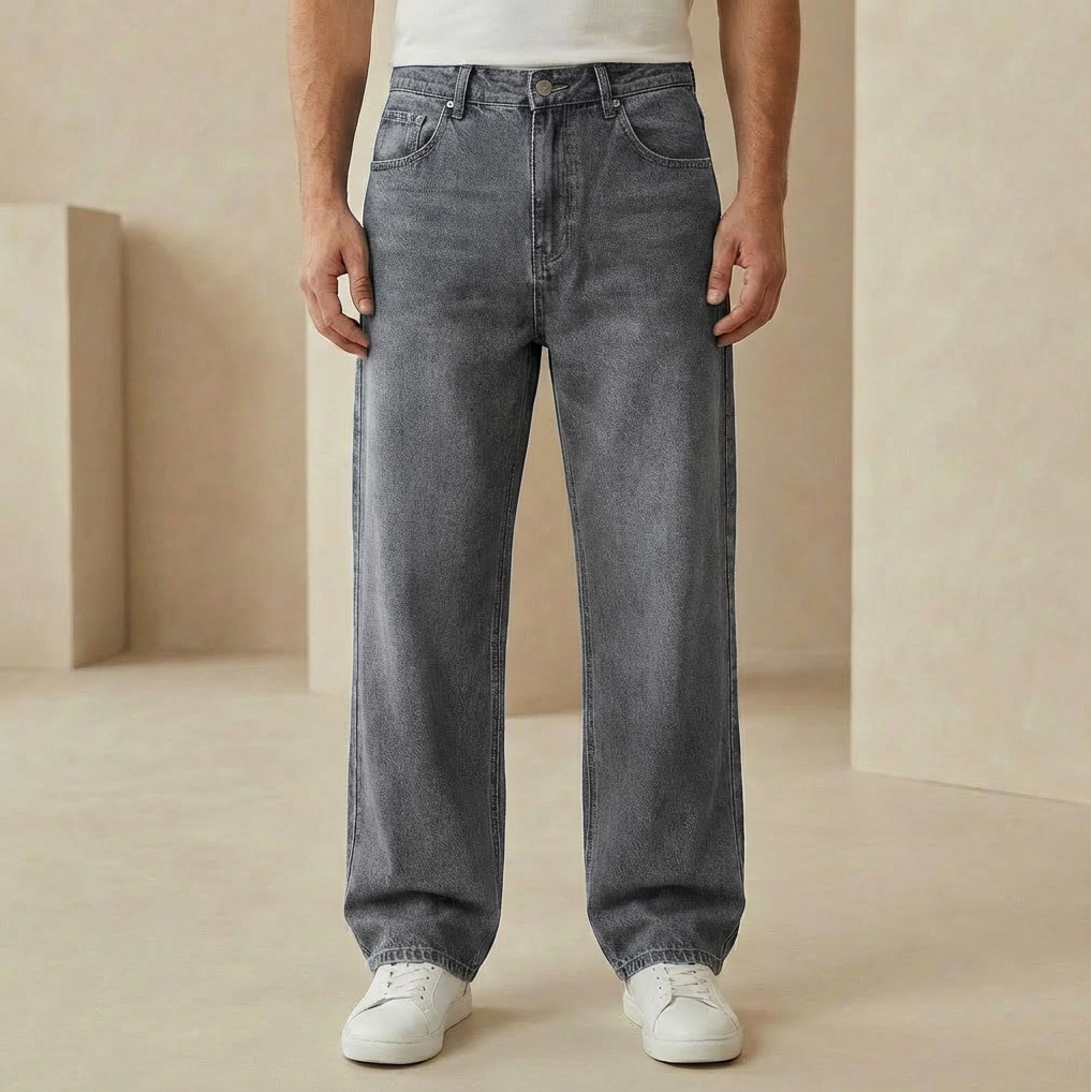Men's Straight Leg Denim Jeans – Classic Regular Fit Cotton Denim