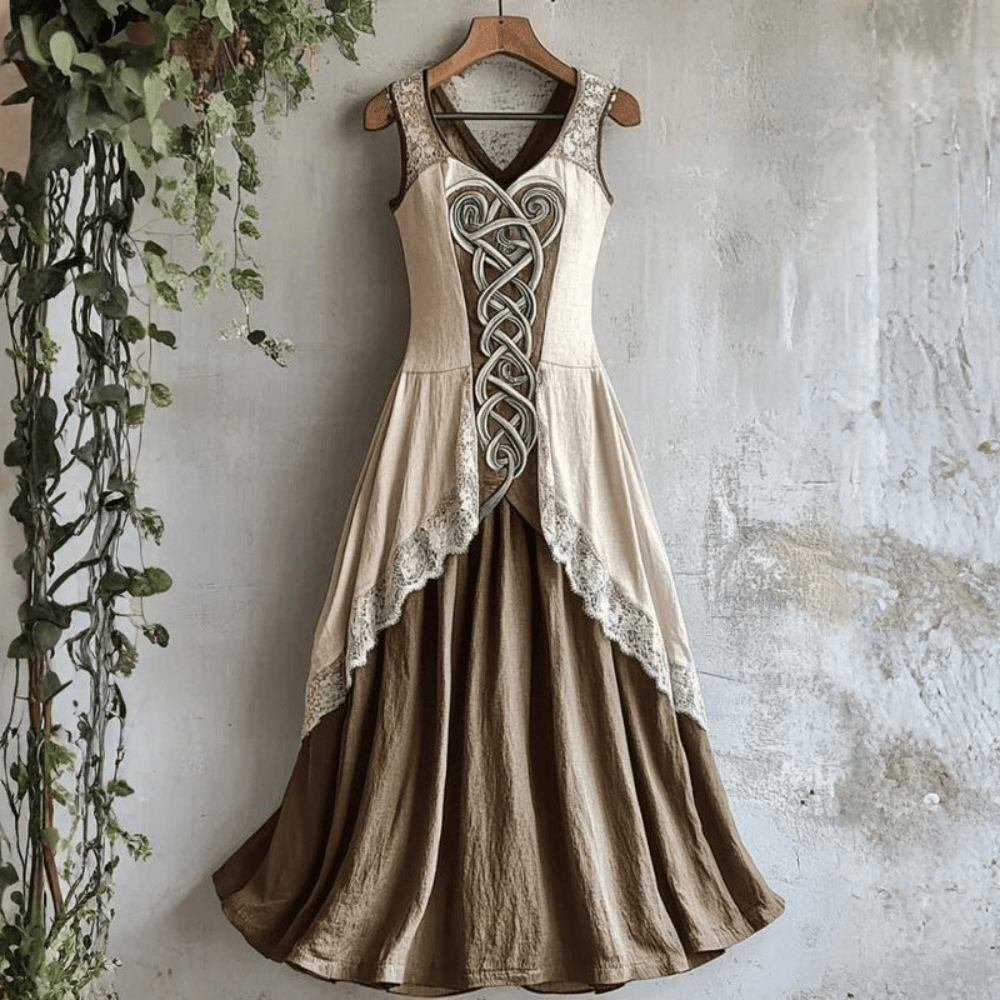 Women's Celtic Print Sleeveless Midi Dress