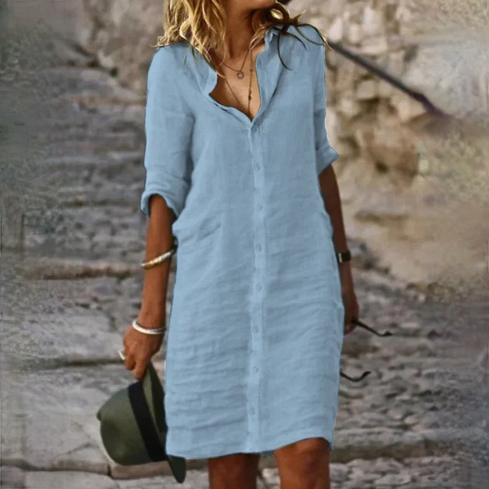 Women’s Cotton Linen Midi Dress