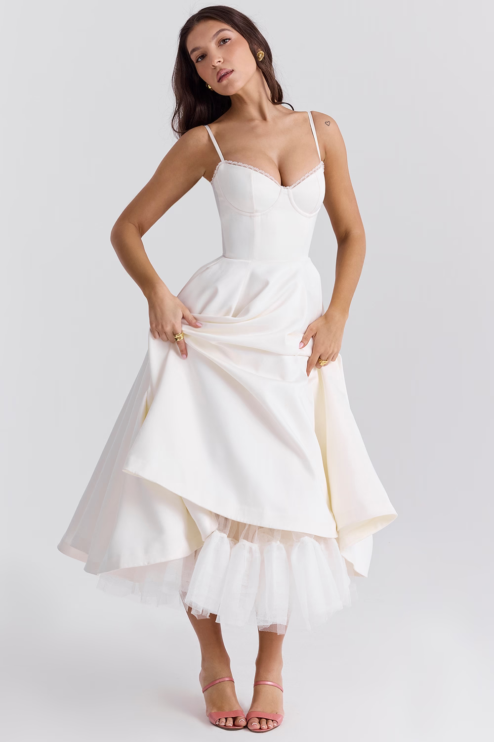 Women’s Corset Tulle Midi Dress