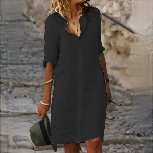 Women’s Cotton Linen Midi Dress