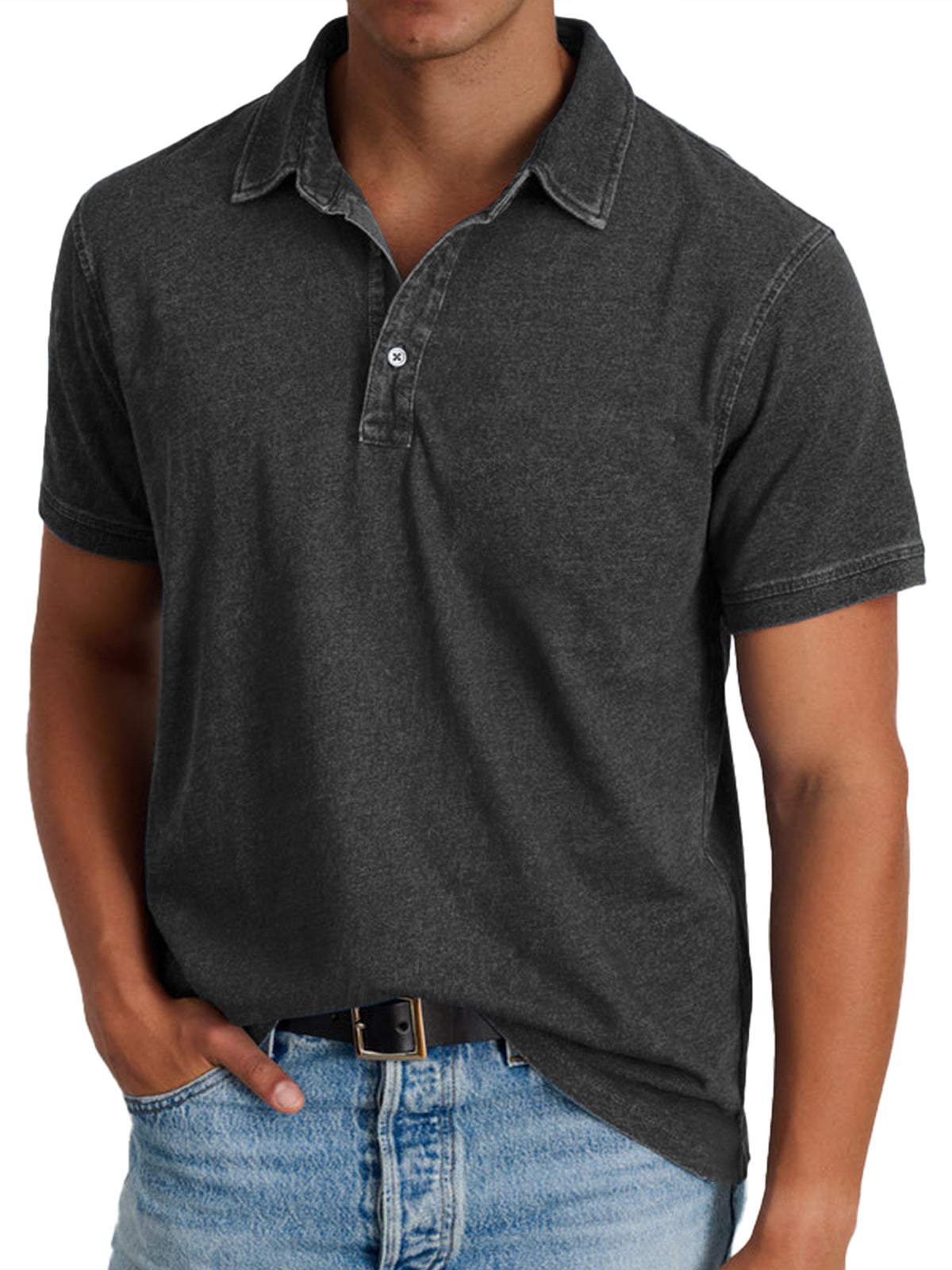 Men’s Vintage-Style Short Sleeve Polo Shirt