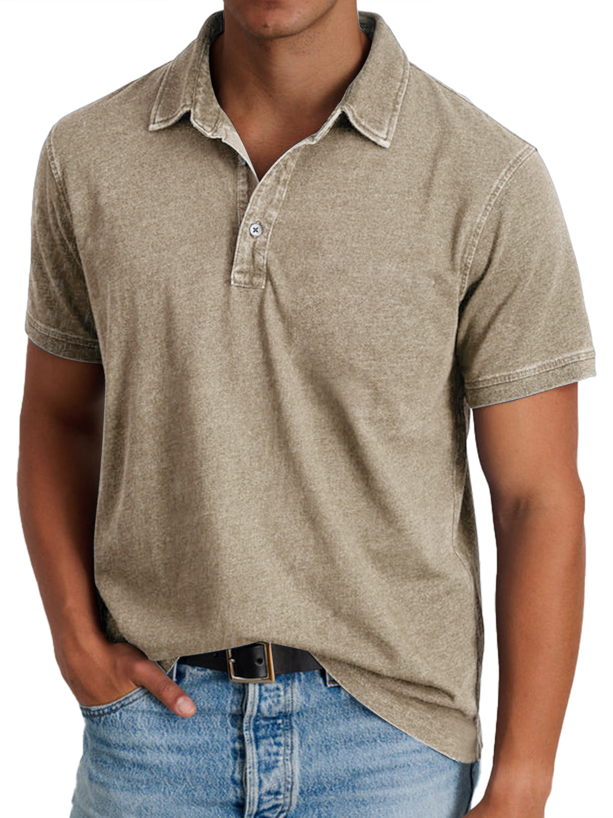 Men’s Vintage-Style Short Sleeve Polo Shirt
