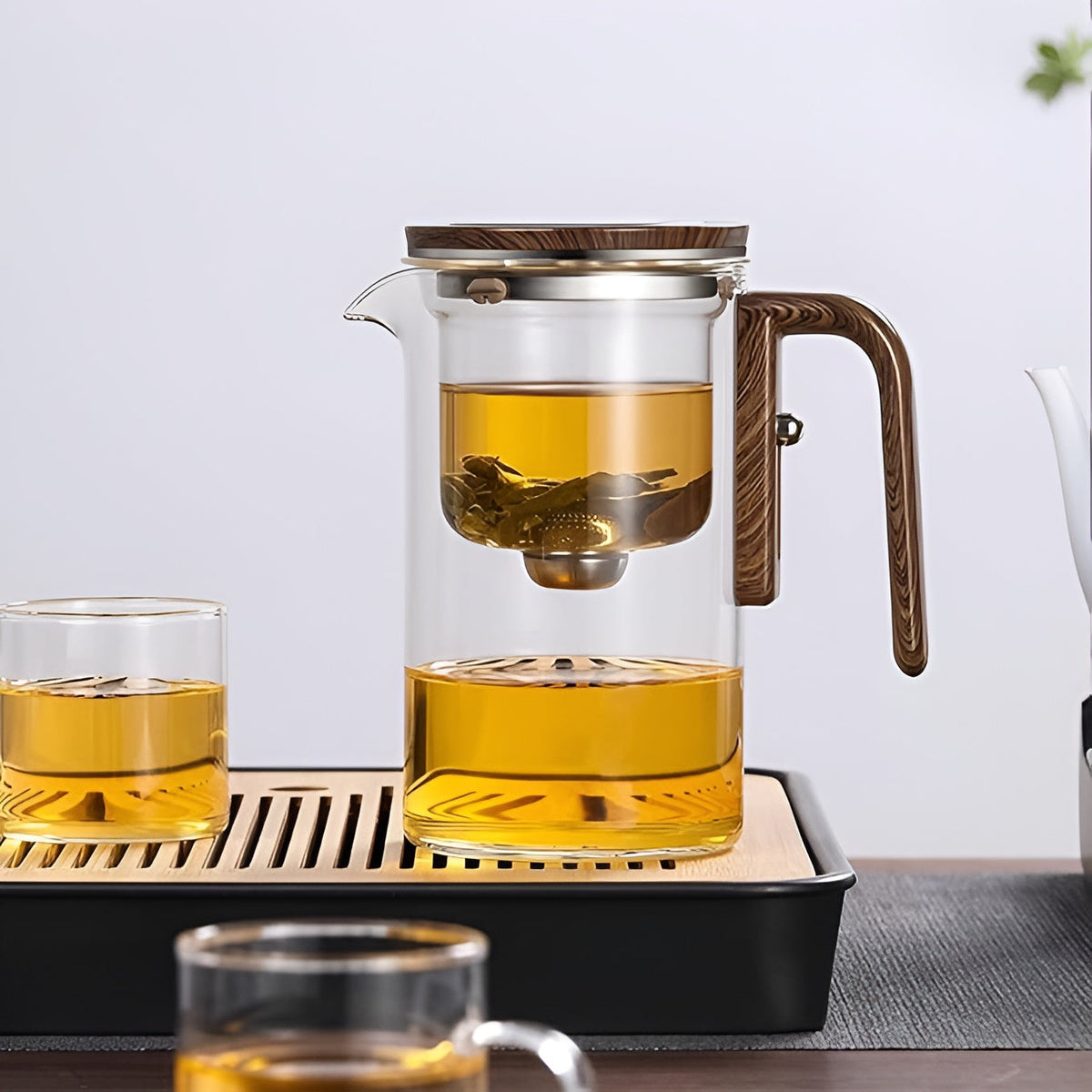 Glass Teapot with Wooden Handle – Tea Brewing & Serving