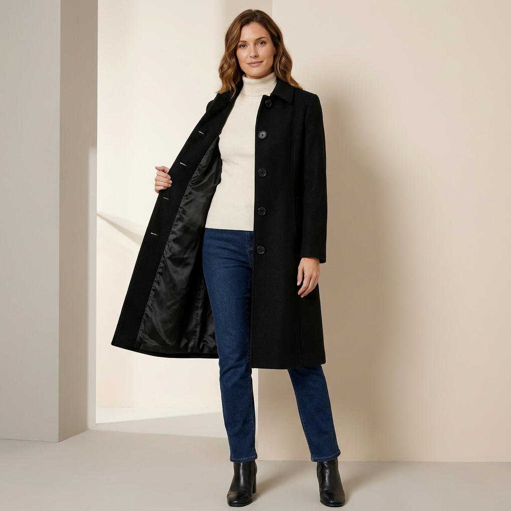 Women's Single-Breasted Long Trench Coat - Elegant Winter Overcoat