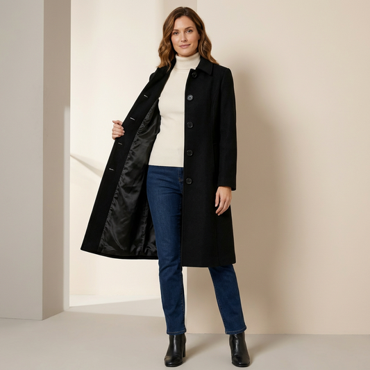 Women's Single-Breasted Long Trench Coat - Elegant Winter Overcoat
