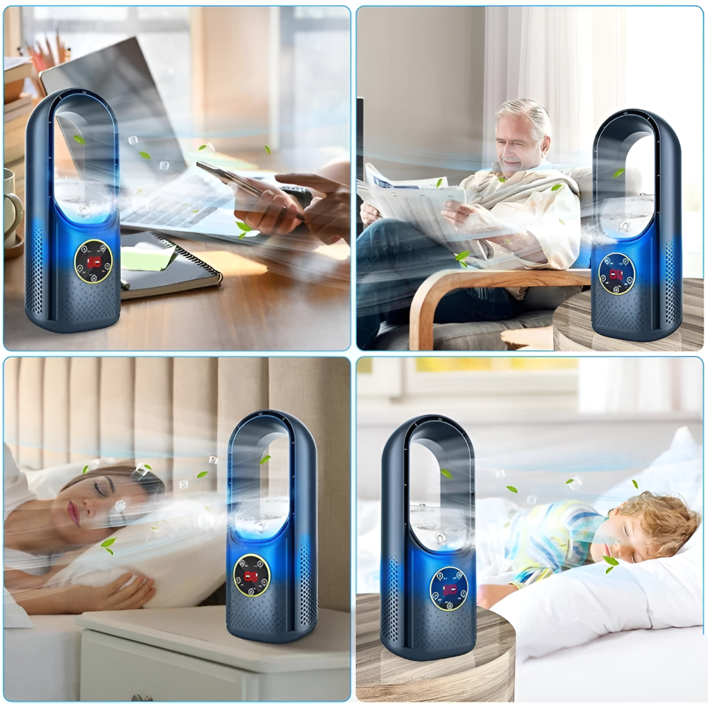 Blade-Free Portable Air Cooling Fan – Silent Tabletop Desk Cooler for Home & Office