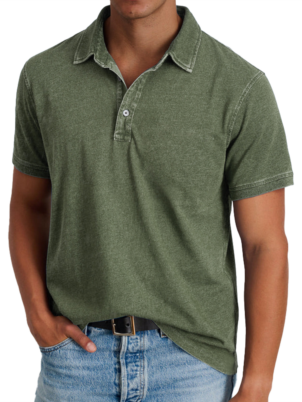 Men’s Vintage-Style Short Sleeve Polo Shirt
