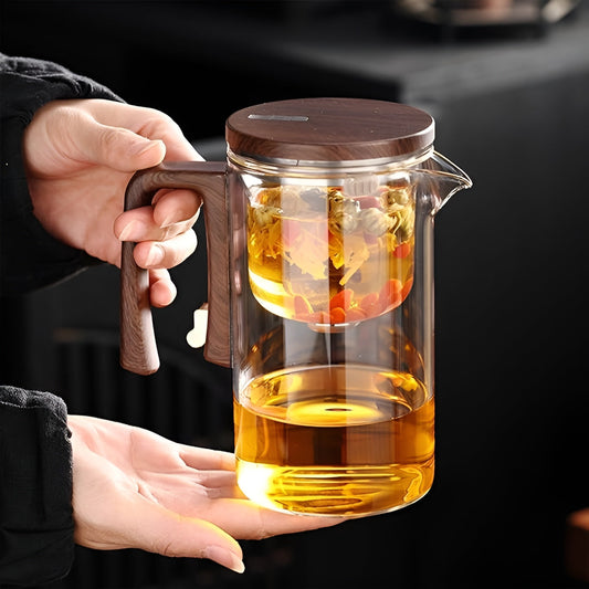 Glass Teapot with Wooden Handle – Tea Brewing & Serving