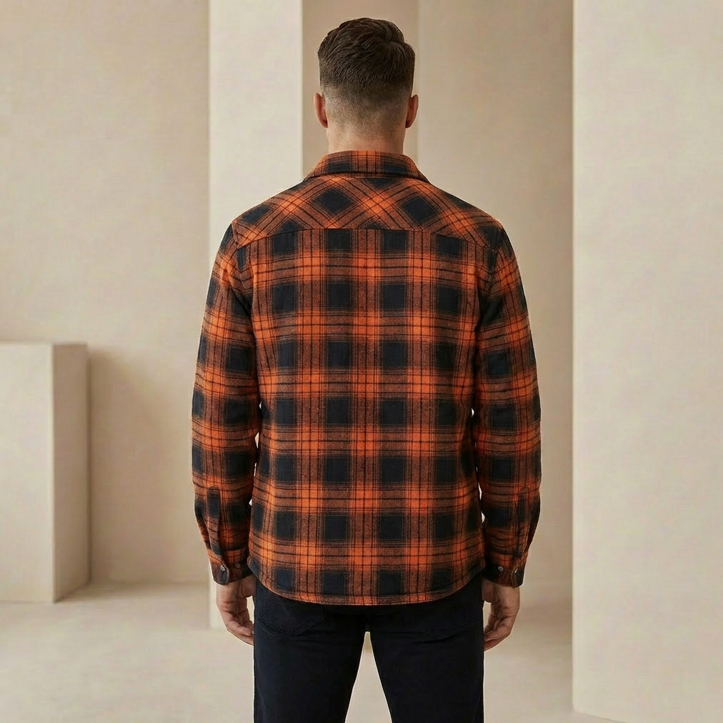 Men's Sherpa-Lined Check Shacket – Warm Plaid Fleece Shirt Jacket