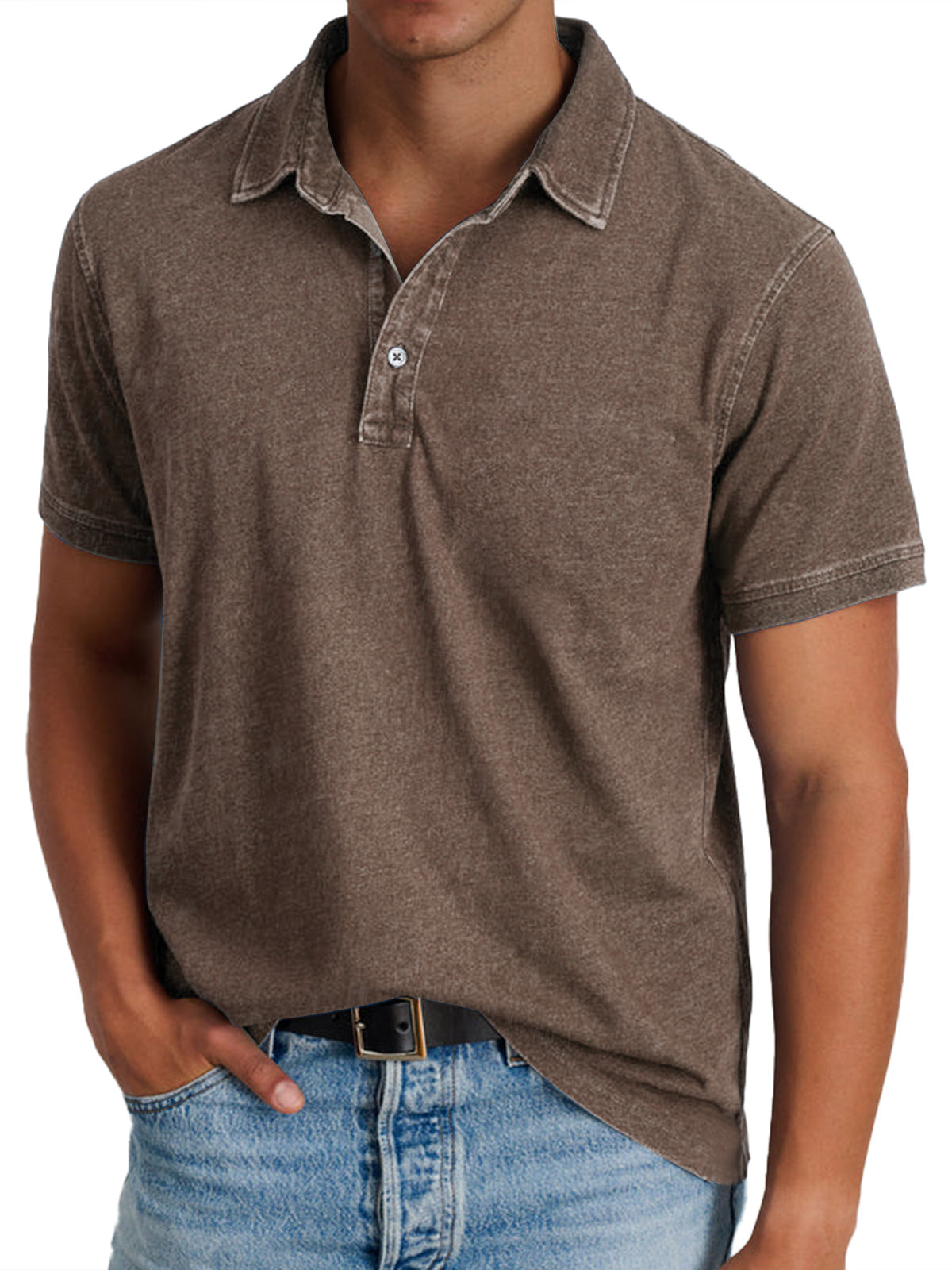 Men’s Vintage-Style Short Sleeve Polo Shirt