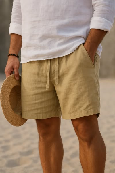 Men's Lightweight Cotton-Linen Blend Shorts