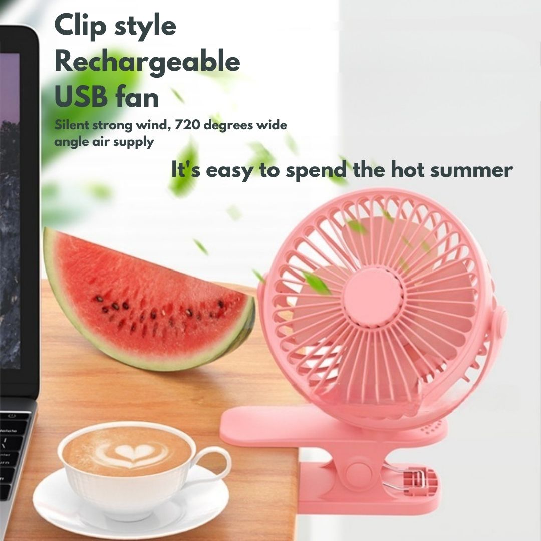 Rechargeable Clip-On Desk Fan with 3 Speeds
