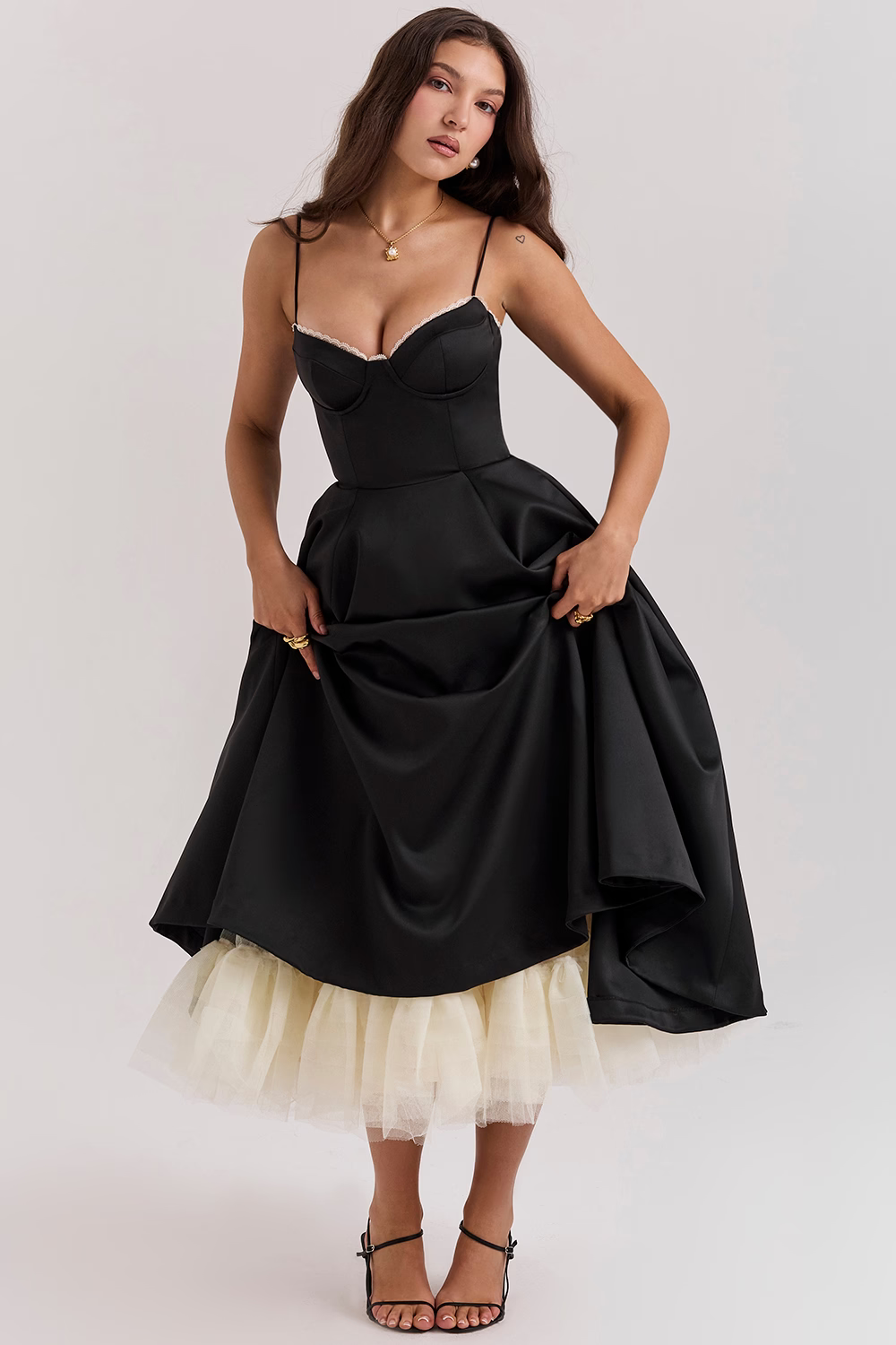 Women’s Corset Tulle Midi Dress
