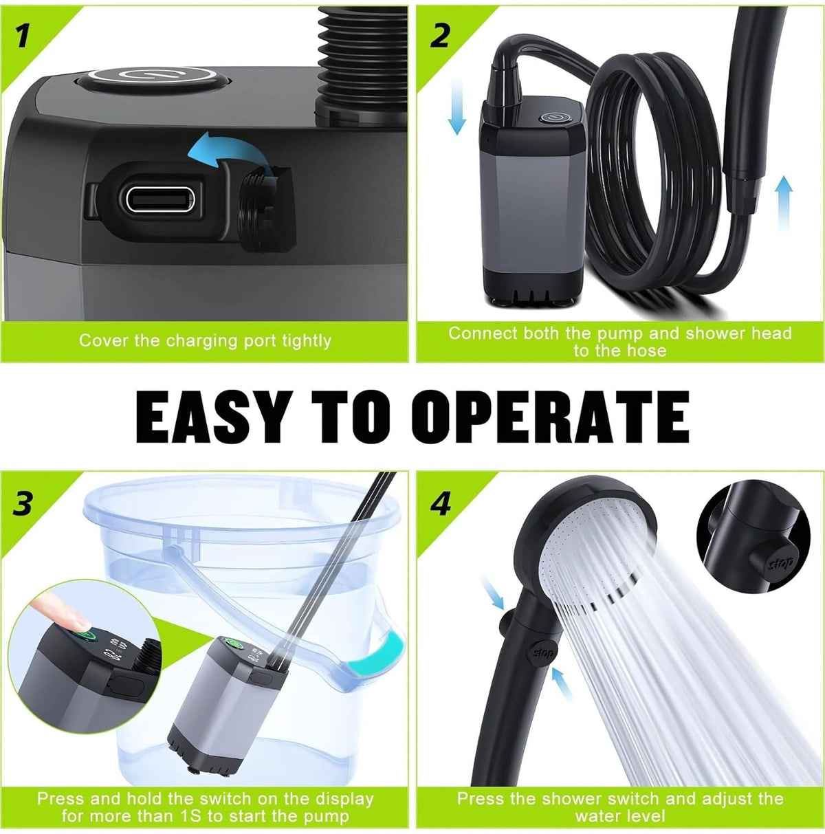 Portable Electric Camping Shower – Rechargeable Outdoor Shower