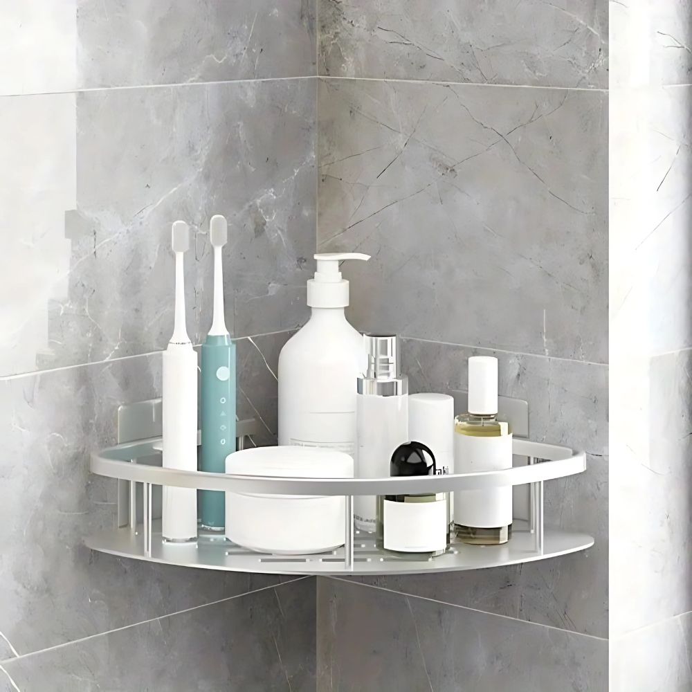 Rustproof Aluminum Bathroom Organizer – Wall Mounted 1 & 2-Tier Shower Caddy Shelf