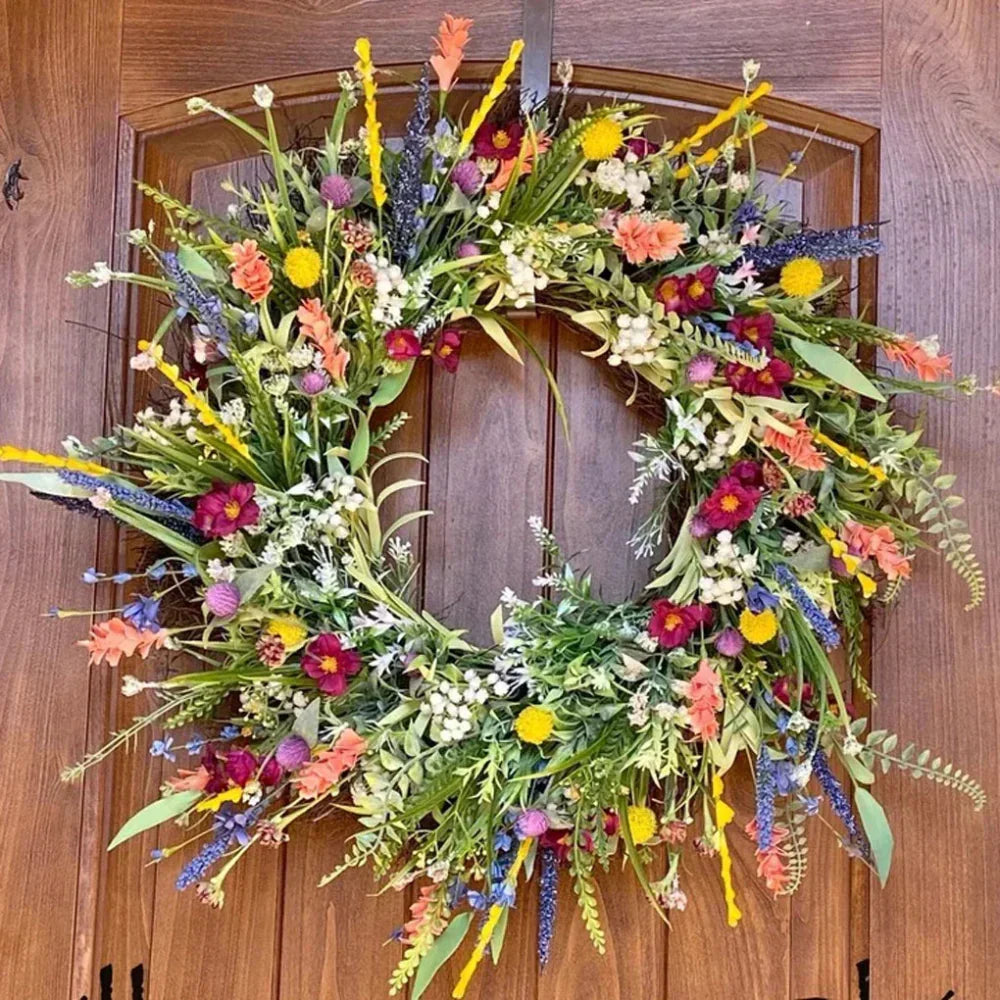 Decorative Artificial Flower Wreath – Indoor/Outdoor Door Display