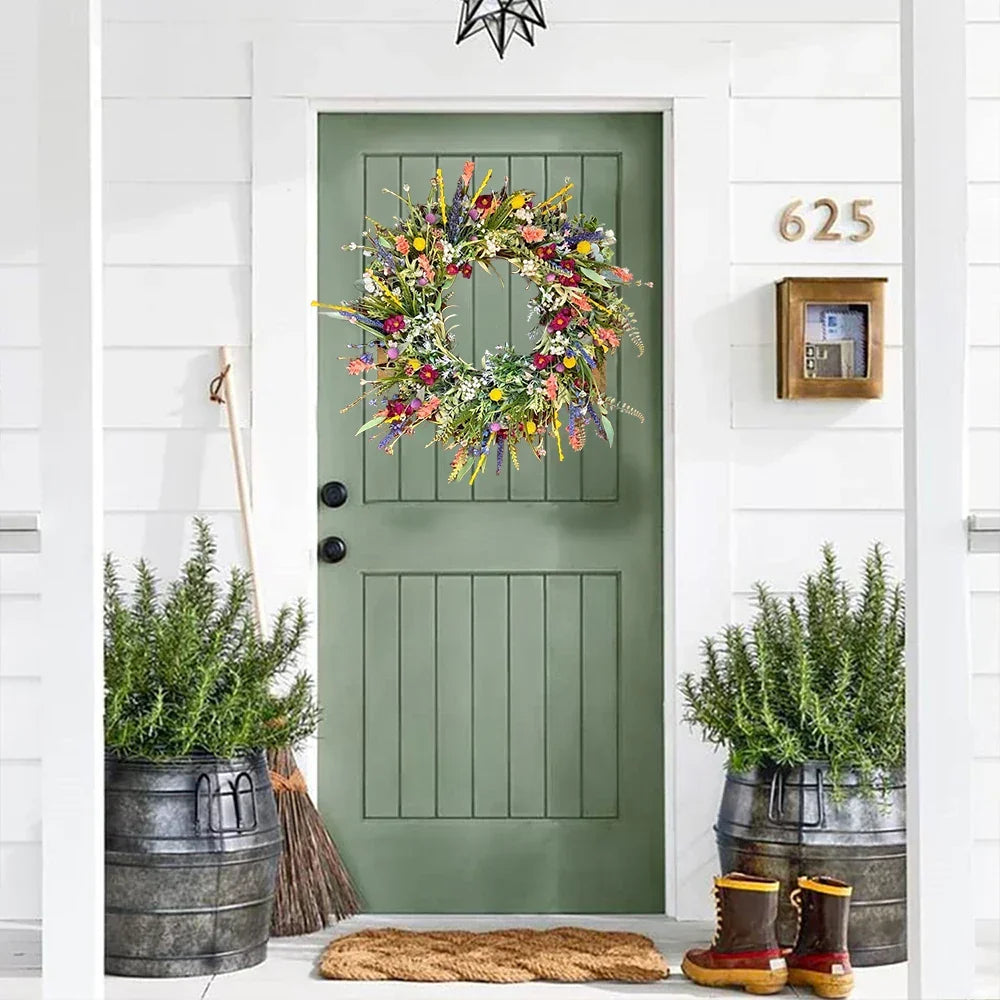 Decorative Artificial Flower Wreath – Indoor/Outdoor Door Display